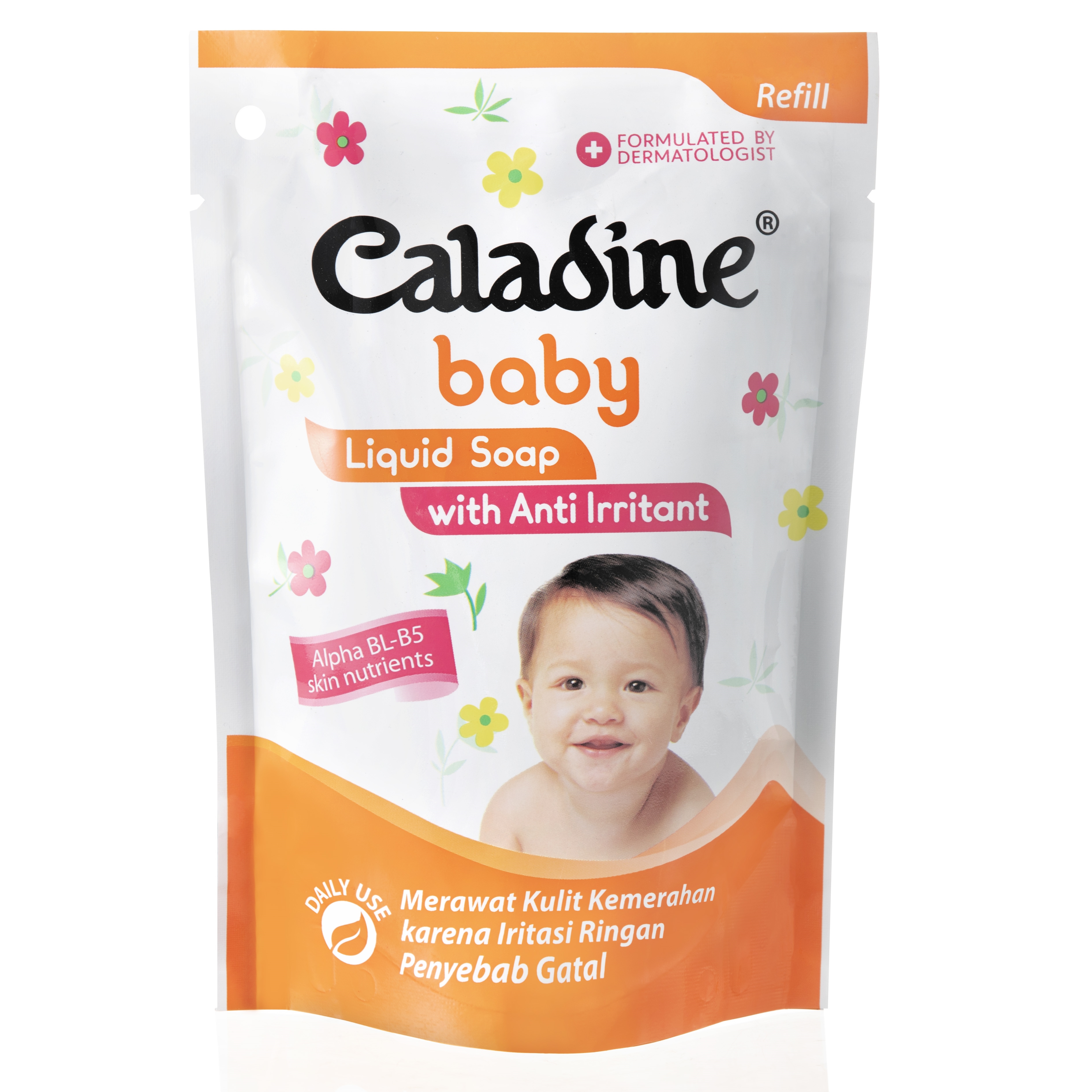 Caladine Baby Liquid Soap Pouch 210 ml to treat dry and red baby’s skin due to mild irritation that causes itch